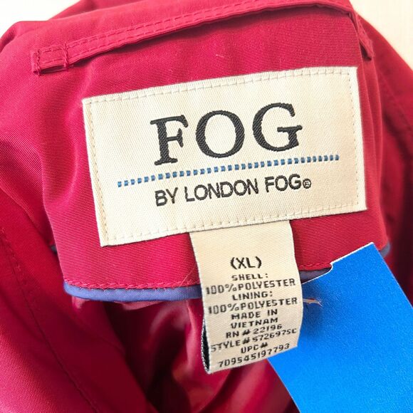 XL Red London Fog Belted Trench Coat - Picture 5 of 5